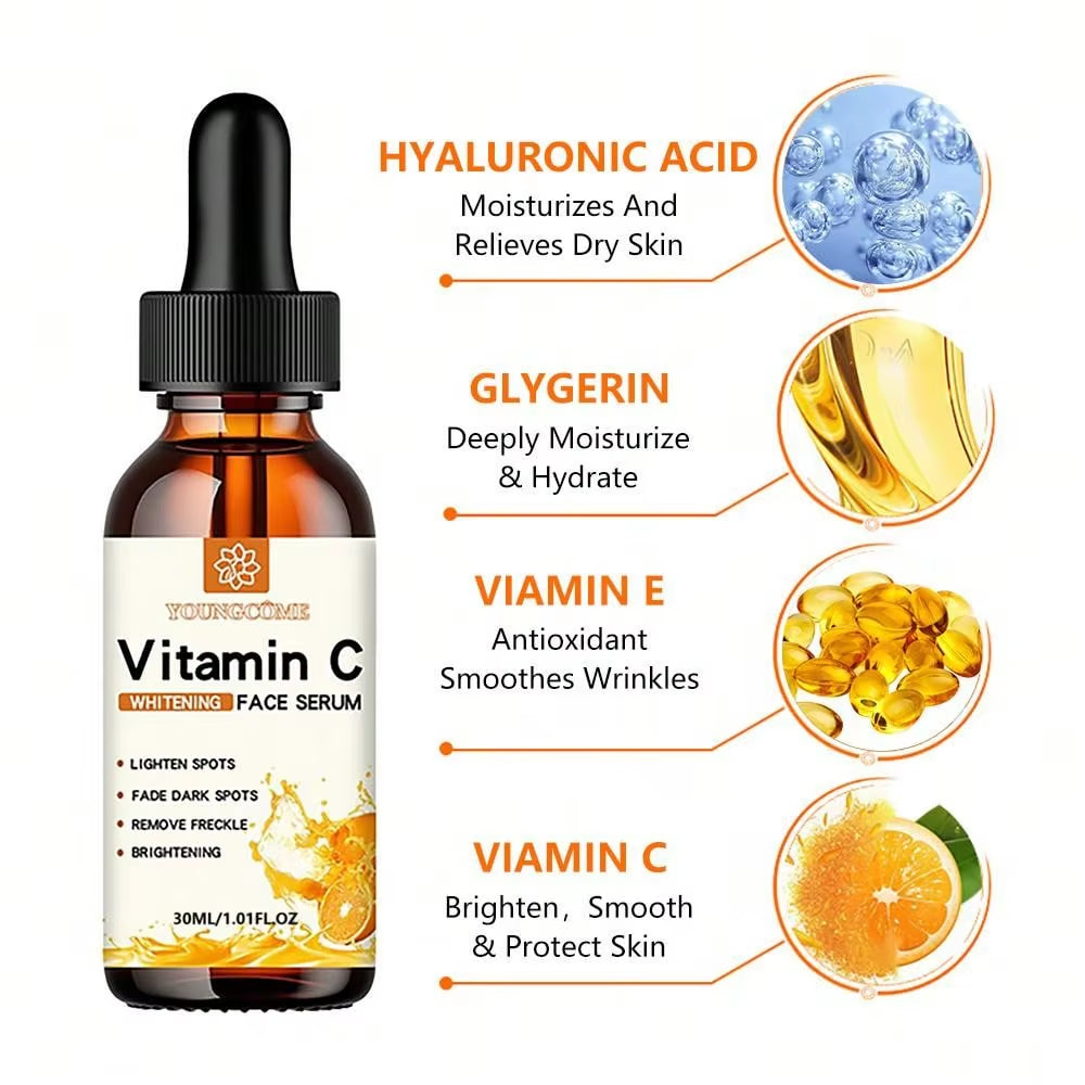 Revitalize Your Skin with Vitamin C Facial Essence - Moisturizing, Dark Spot Remover, and Anti-Aging Serum with Hyaluronic Acid - 30ml