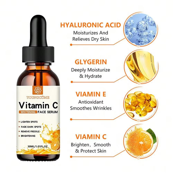Revitalize Your Skin with Vitamin C Facial Essence - Moisturizing, Dark Spot Remover, and Anti-Aging Serum with Hyaluronic Acid - 30ml