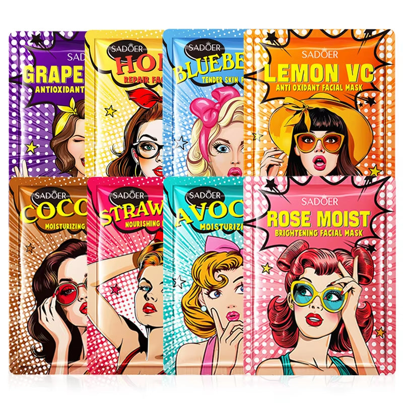 Revitalize Your Skin with 8Pcs Beauty Fruits Facial Masks - Moisturizing, Brightening, and Firming Treatment for a Radiant Complexion