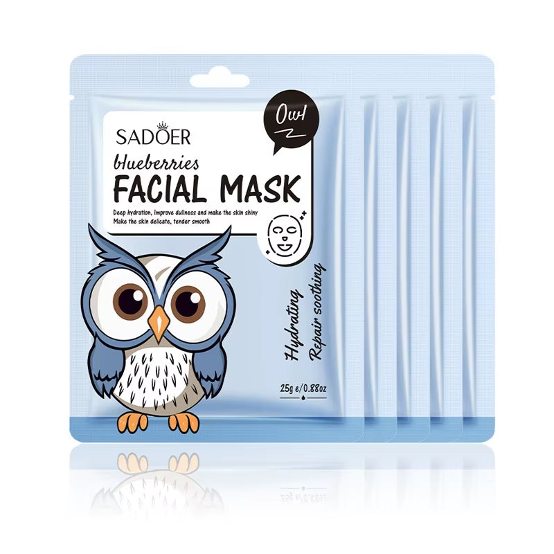 5Pcs  Cartoon Fresh Fruit Facial Masks Moisturizing Soothing Brightening Hydrating Face Mask for Facial Skin Care