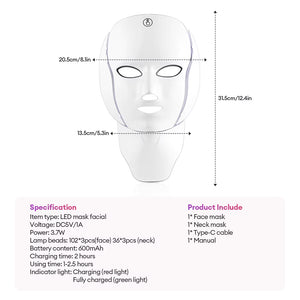 7-Color LED Face & Neck Mask | Anti-Aging Light Therapy Device