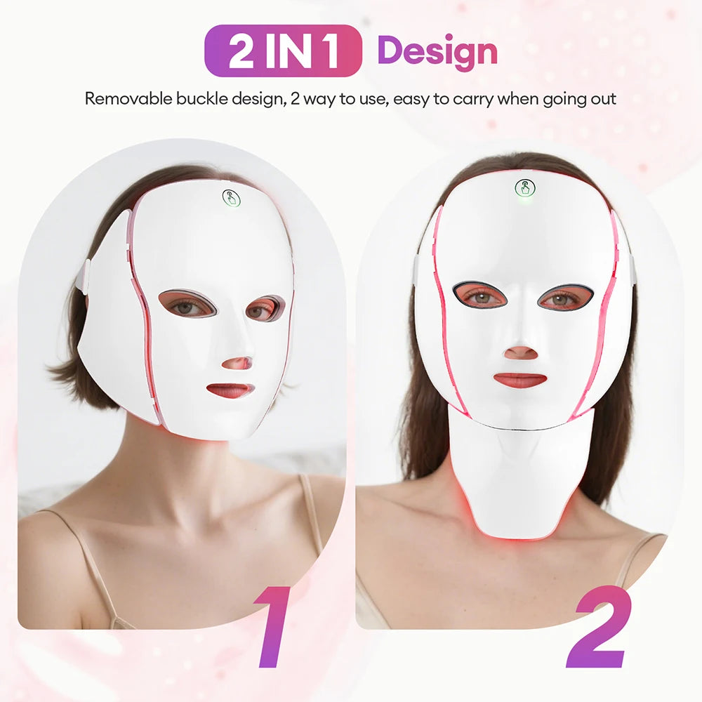 Face Neck Beauty Mask 7 Colors Light LED Mask Photon Red Light Facial Skin Care Repair Skin anti Aging Wrinkle Skin Tightening