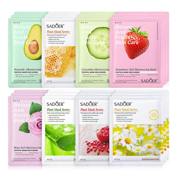 Revitalize Your Skin with 8Pcs Natural Plant Face Masks - Hydrating, Firming, and Perfect for All Skin Types!