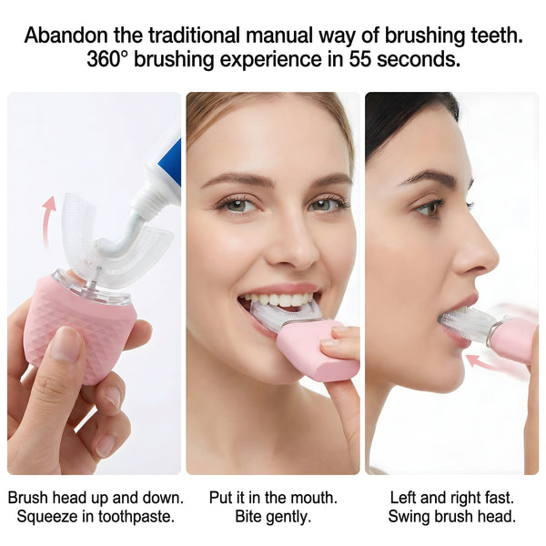 Electric U-Shaped Pink Toothbrush