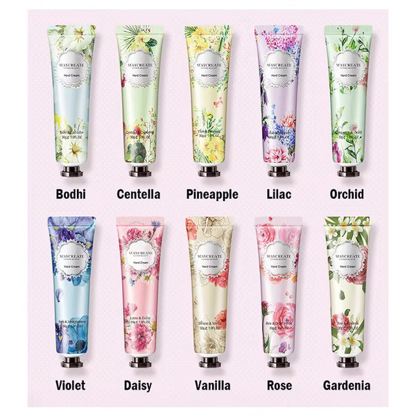 Revitalize Your Hands with Our 10-Piece Fruity Flowery Hand Cream Set - Nourishing, Moisturizing, and Repairing Care for Beautiful Skin!