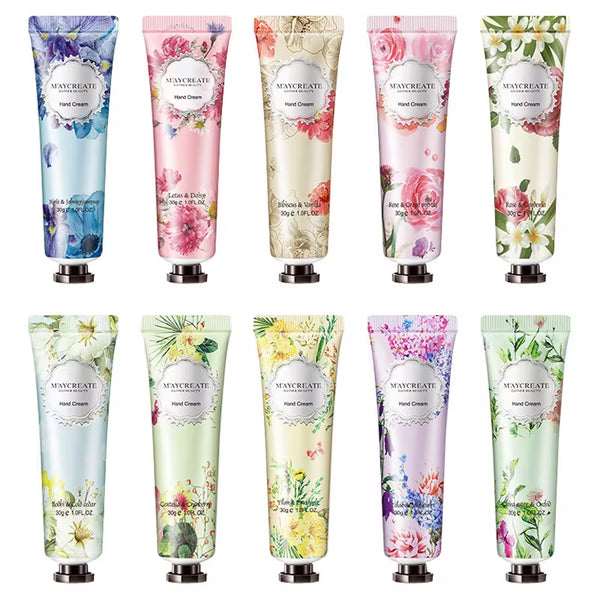 Revitalize Your Hands with Our 10-Piece Fruity Flowery Hand Cream Set - Nourishing, Moisturizing, and Repairing Care for Beautiful Skin!