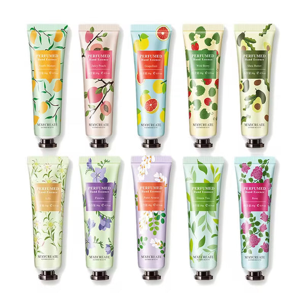 Revitalize Your Hands with Our 10-Piece Fruity Flowery Hand Cream Set - Nourishing, Moisturizing, and Repairing Care for Beautiful Skin!