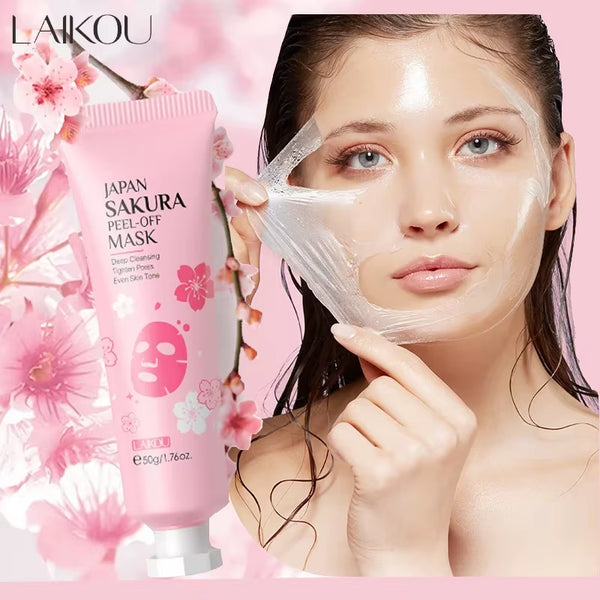 Revitalize Your Skin with LAIKOU 24K Gold Sakura Peeling Face Mask - Anti-Wrinkle, Whitening, and Blackhead Removal Treatment