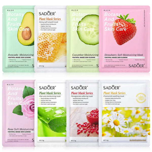 Revitalize Your Skin with 8Pcs Natural Plant Face Masks - Hydrating, Firming, and Perfect for All Skin Types!